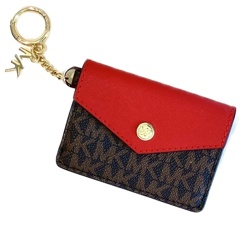 Michael Kors Kala Small Signature Leather Flap Key Ring Card Case Mini ID Wallet - Picture 2 of 6